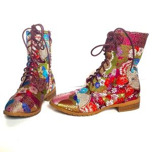 🖤STALINA Multicolored Lace-Up Boots